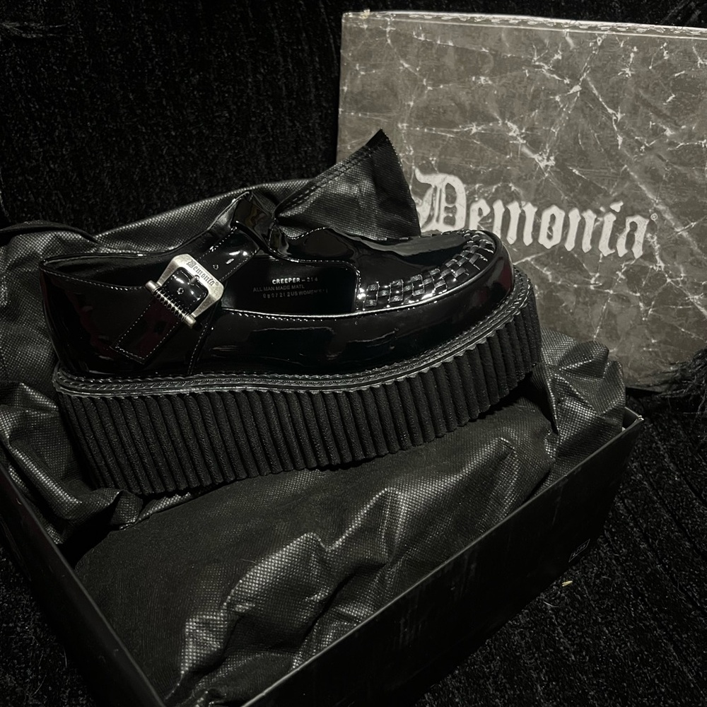 Demonia Black Platform Mary Jane Loafers